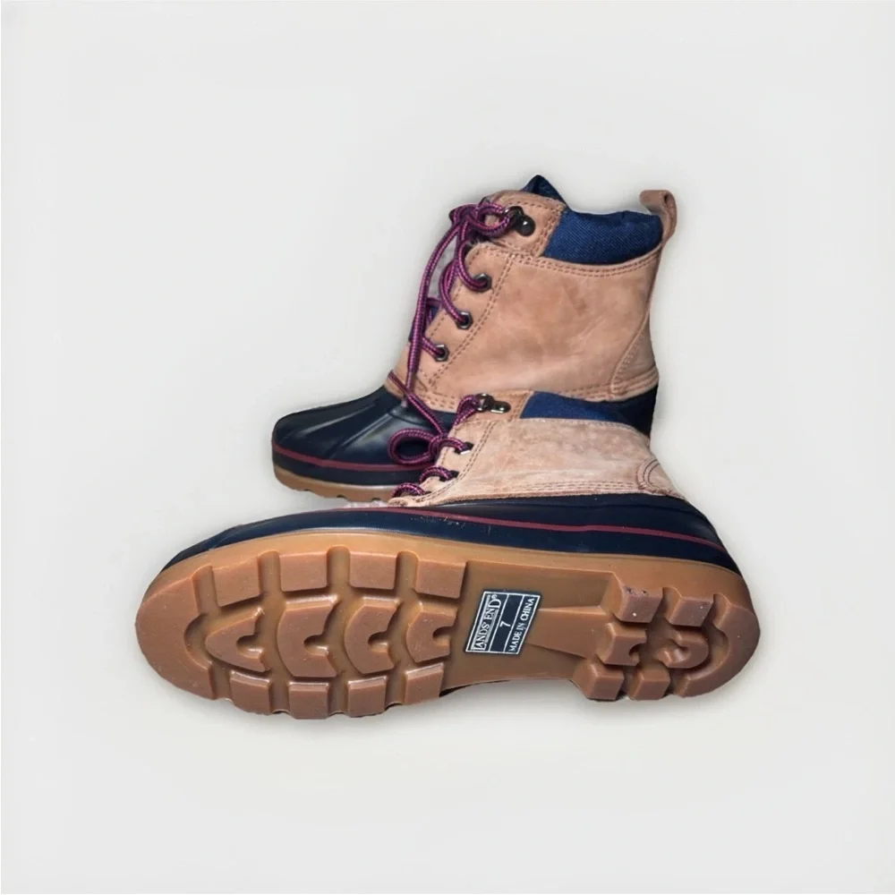 Lands' End Tan and Navy Duck Boots